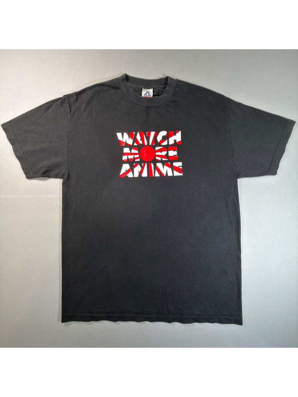 Vintage 90s AAA Watch More Anime Shirt L Black Japan Flag Otaku Graphic Tee